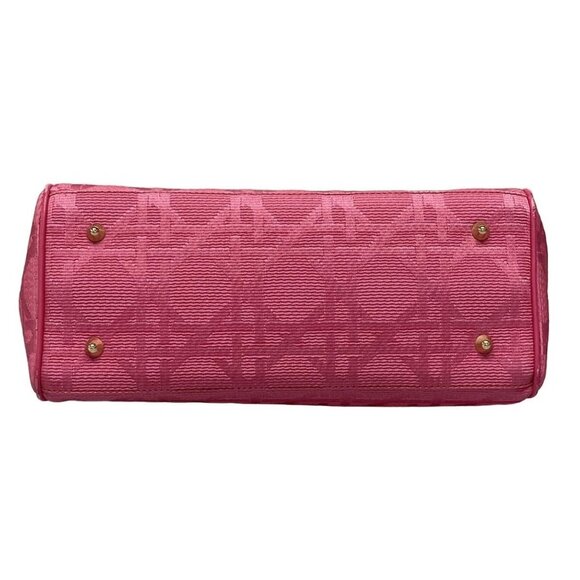 Auth DIOR/ChristianDior Cannage Stitch Pink Jacquard Leather Handbag - Picture 6 of 16